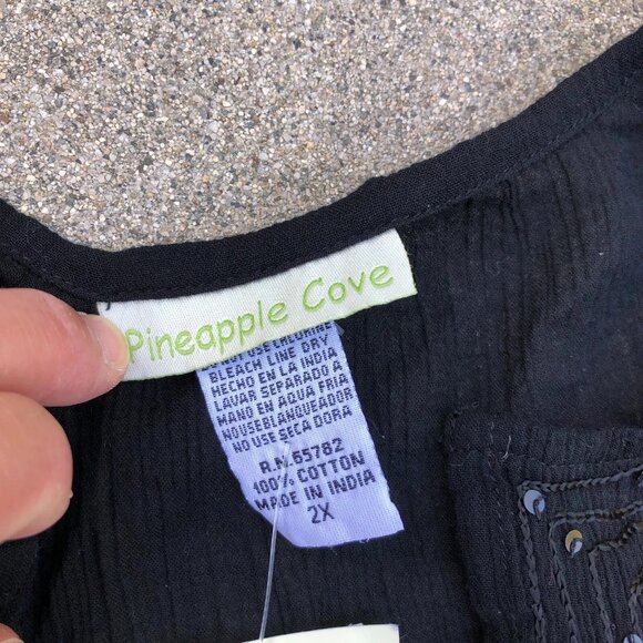 PINEAPPLE COVE Tunic Dress 2X Women Black Short Sleeve Pullover Swim Cover Shirt - Picture 5 of 7